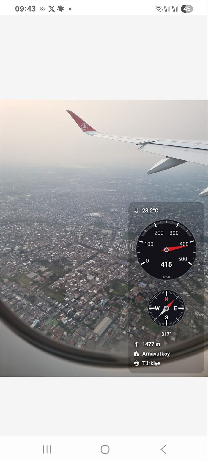 MemoCam overlay showing speed, altitude and compass while travelling